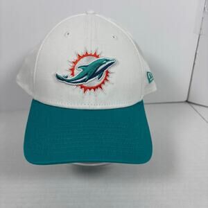 New Era NFL Miami Dolphins Hat Cap Strap Back White & Teal One Size Mens